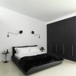 Чернобелая спальня со светом